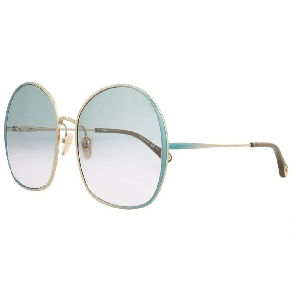 COPY - CHLOE IRENE SILVER BLUE GRADIENT OVERSIZED ROUND SUNGLASSES CH0014S - Picture 4 of 5